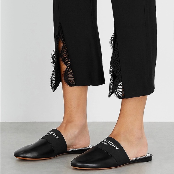 Givenchy | Shoes | New Givenchy Bedford Logo Leather Slide Mules Size 375 |  Poshmark